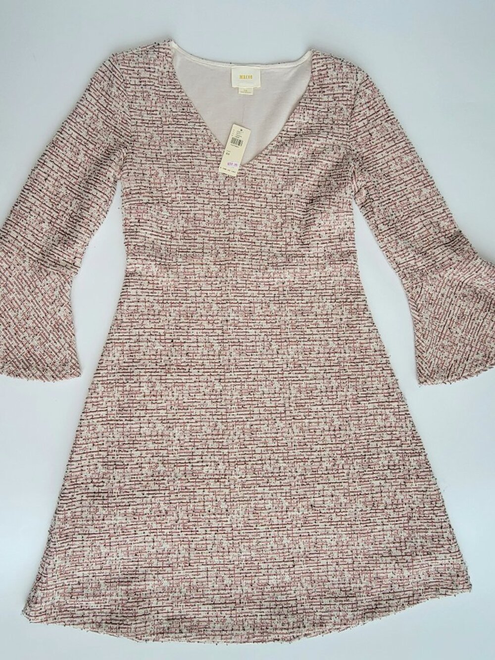 Anthropologie Maeve Susie Swing Dress XS Tweed Short Bell Sleeve Whimsical NWT